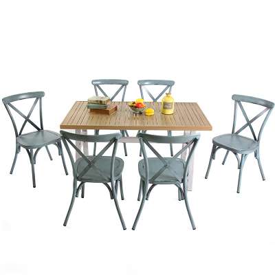 Wholesale New Arrivals Rustic Balcony Restaurant Dining Table Patio Furniture Aluminum Industrial Coffee Canteen Table