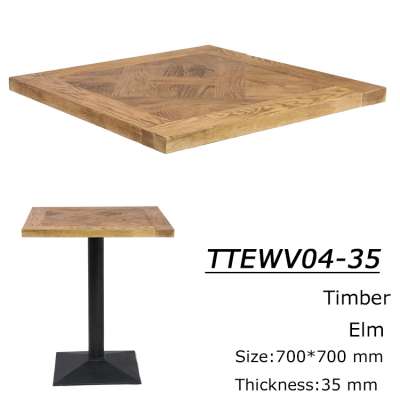 Popular Industrial Custom Fast Food Restaurant Table Tops Solid Wooden Coffee Shop Cake Bakery Bar Table