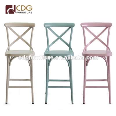 Restaurant High Black White Gold  Metal Stainless Steel Bar pub Stool Chair Classical Design Customize Aluminum Iron Stool Chair