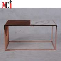 Hot Sale Modern Cuboid Iron Wire with Marble Top Coffee Table