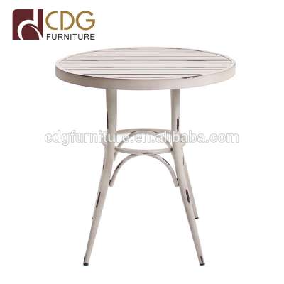 Patio Contract Metal Cafe Vintage Finishing Round Dining Table Aluminium Garden Restaurant Party Outdoor Furniture Table