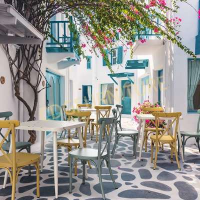 Guangzhou Antique Cafe Restaurant Aluminum Furniture Chairs Retro Italian Reproduction Usa Customized Metal Bistro Chairs