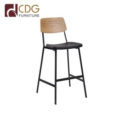 Industrial Steel High Bar Stools With PU Seating  Cafe  Restaurant Bar Furniture Chairs